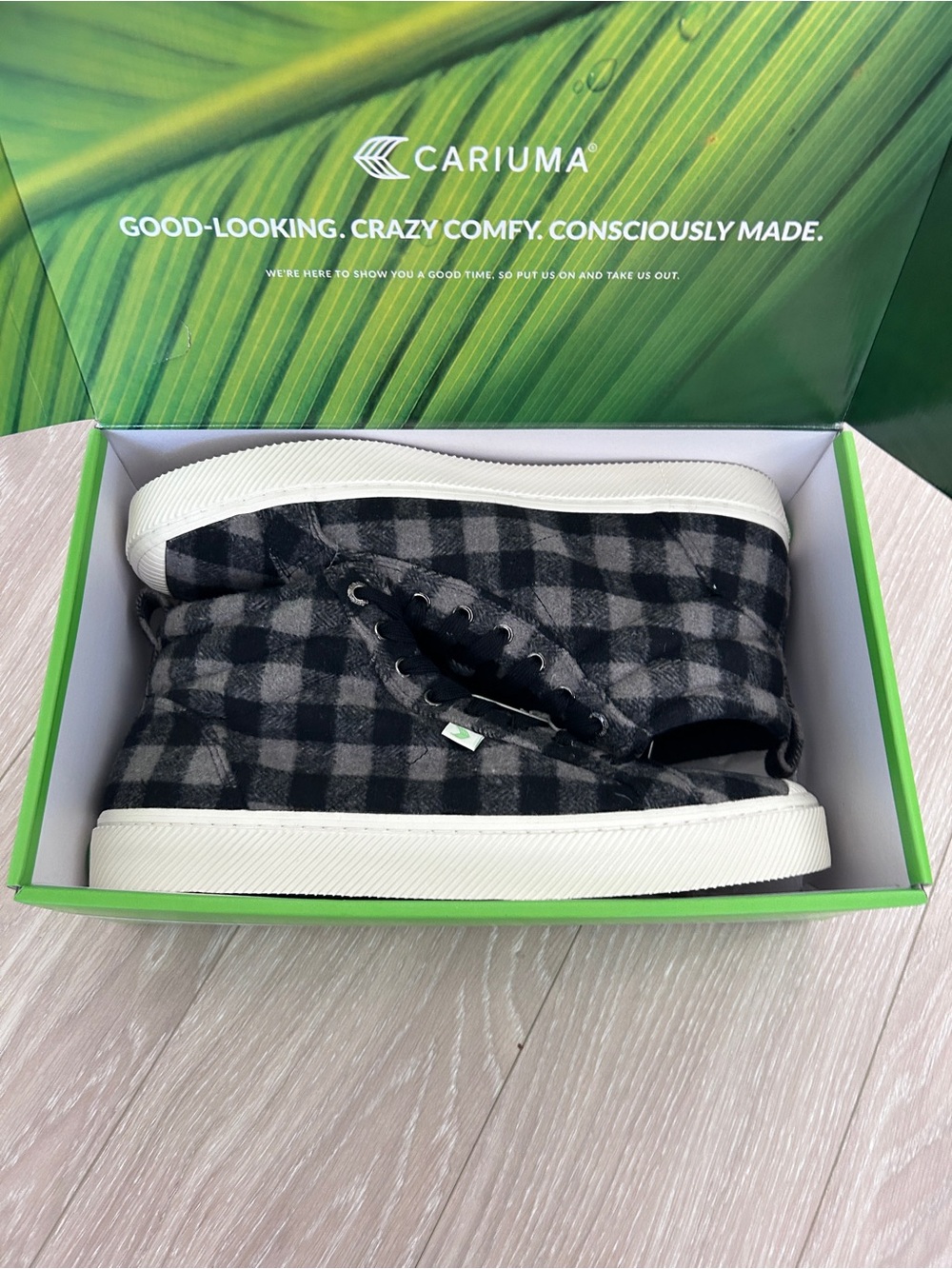 NEW Cariuma Black Plaid High Top Sneakers in Size 13